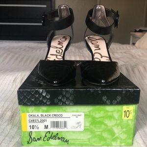 Sam Edelman black croc heels 10.5